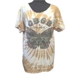 CBGB Large Distressed Goodie Two Sleeves T-shirt Cut Collar Grunge Tie Dye